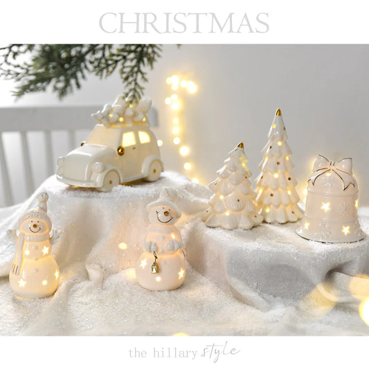 Christmas ceramic glowing Christmas tree snowman decorative ornaments Christmas home decoration Thanksgiving Christmas gift