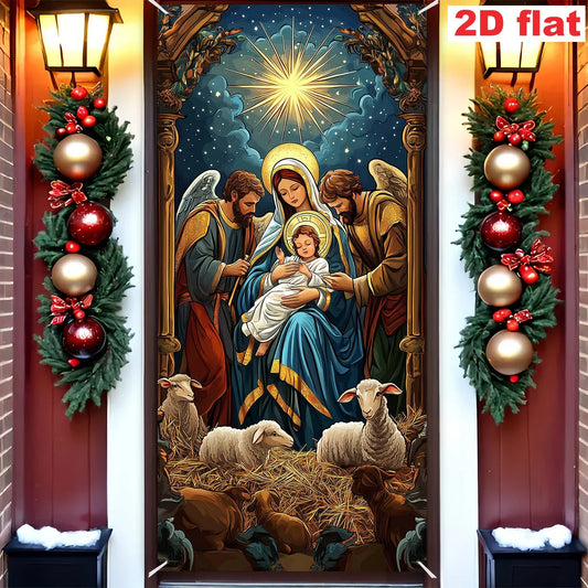 1pc religious Christmas scenes, including Maria, Joseph, young people, shepherds - indoor/outdoor decoration